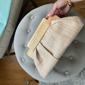 Shiraleah Tan Clutch with Wooden Accent